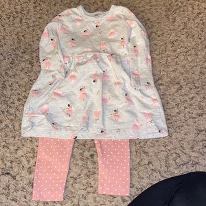 Ballerina tunic with polka dot leggings